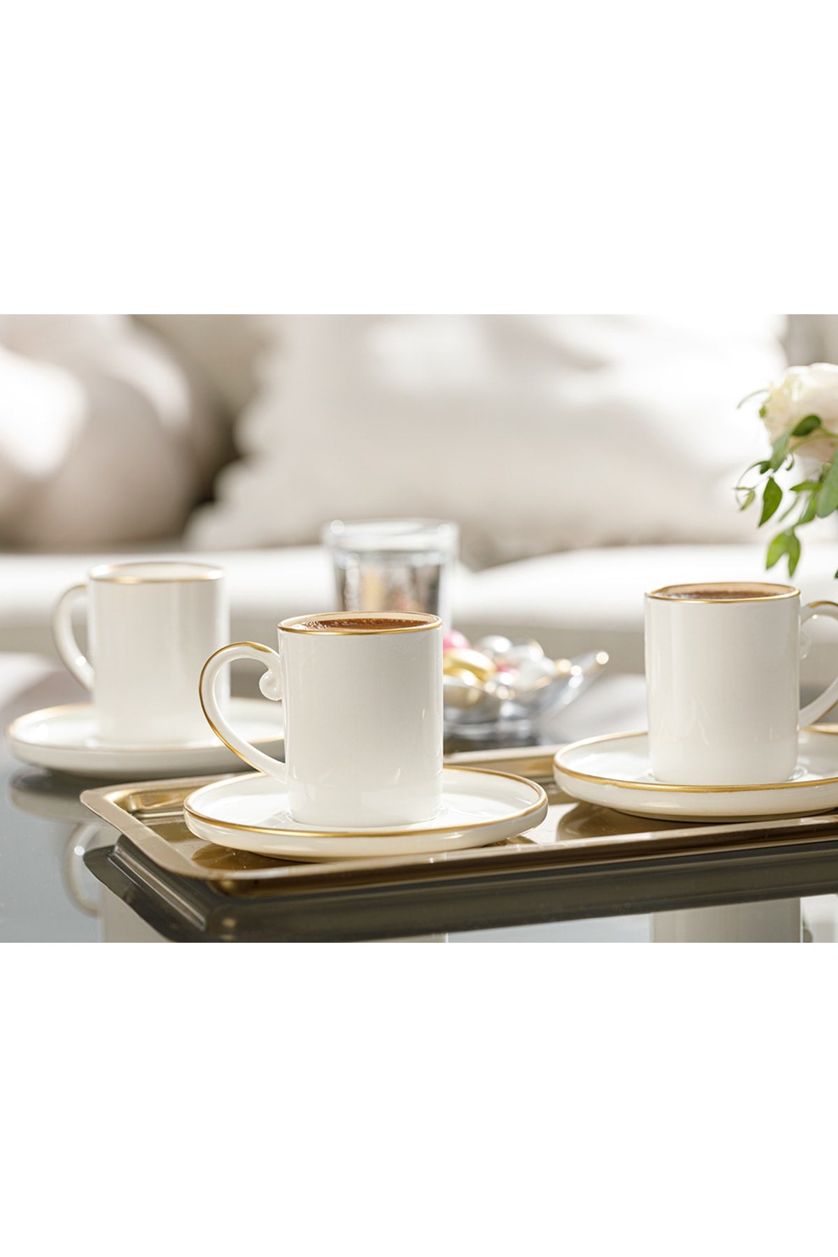 Marella Porcelain Set of 6 Coffee Cups 85 ml Gold