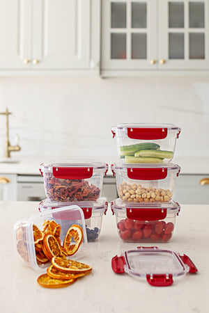 World Set Of 6 Leakproof Lockable Vacuum Lids Food Provisions Breakfast Picnic Storage Containers 1000 Ml