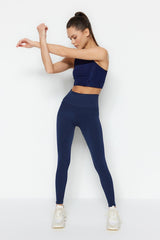 Vella - Navy Blue High Waist Contouring Tights - Swordslife