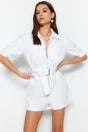 White Zipper Denim Jumpsuit - Swordslife