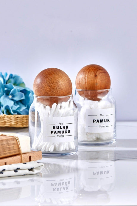 Glass Decorative Ball Lid Ear Chop And Cotton Jar 300 Ml - Swordslife