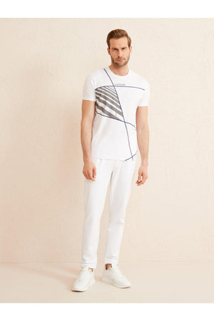Slim Fit T-Shirt aus Modal mit Rundhalsausschnitt und Print