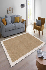 Digital Non-Slip Washable Beige Living Room Carpet Kitchen Carpet Hallway Carpet Jute Gor Runner-d7024 - Swordslife