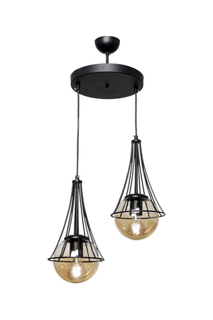 Lapis 2Nd Black-Honey Globe Glass Chandelier
