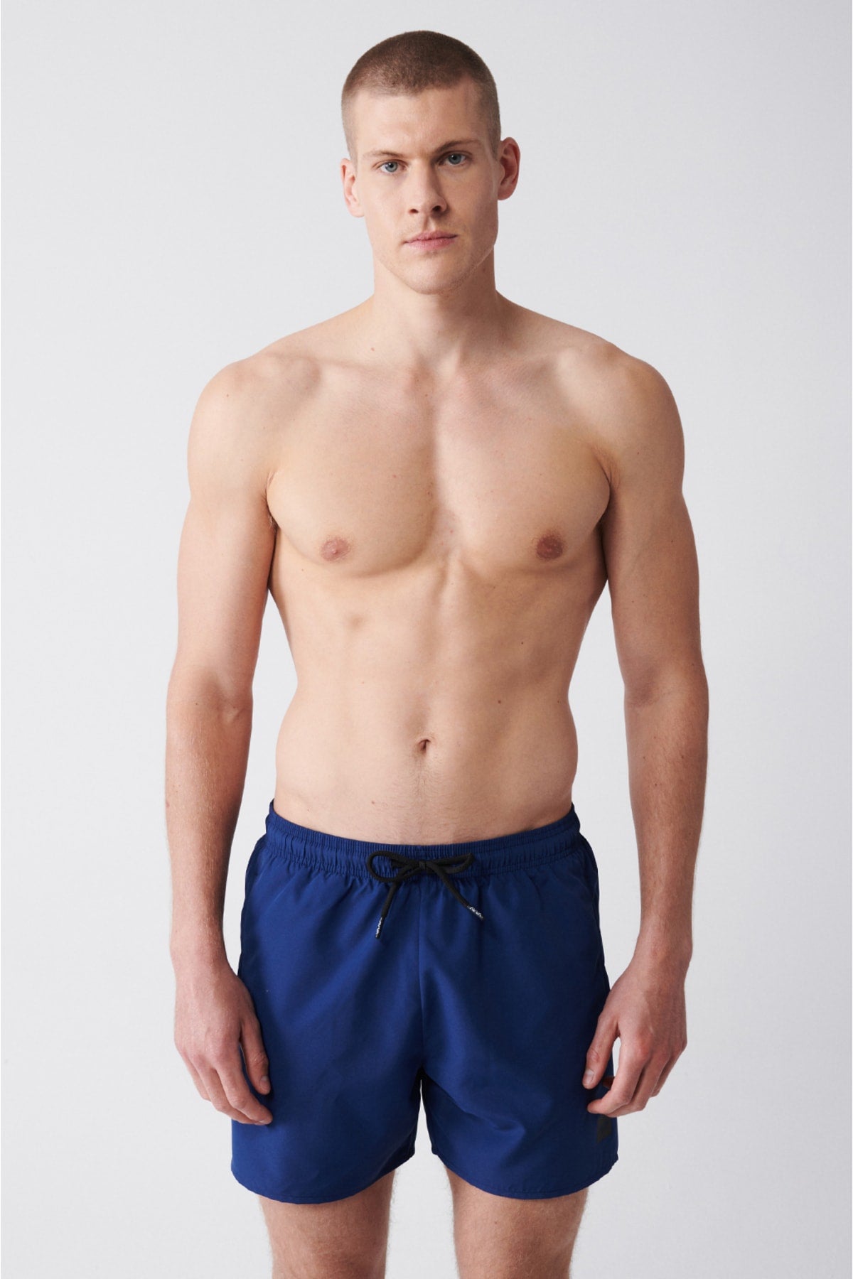 Men'S Navy Blue Quick Dry Standard Size Straight Swimwear Marine Shorts E003801