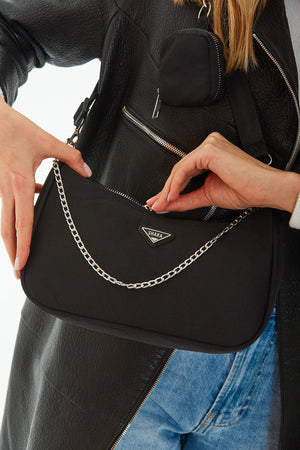 Women'S Cross Shoulder Bag With Black U6 Chain Strap Detailed And Adjustable Strap Wallet B:12 E:27 G: