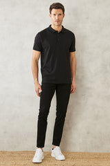 Men's Non-Shrink Cotton Fabric Slim Fit Slim Fit Black T-shirt
