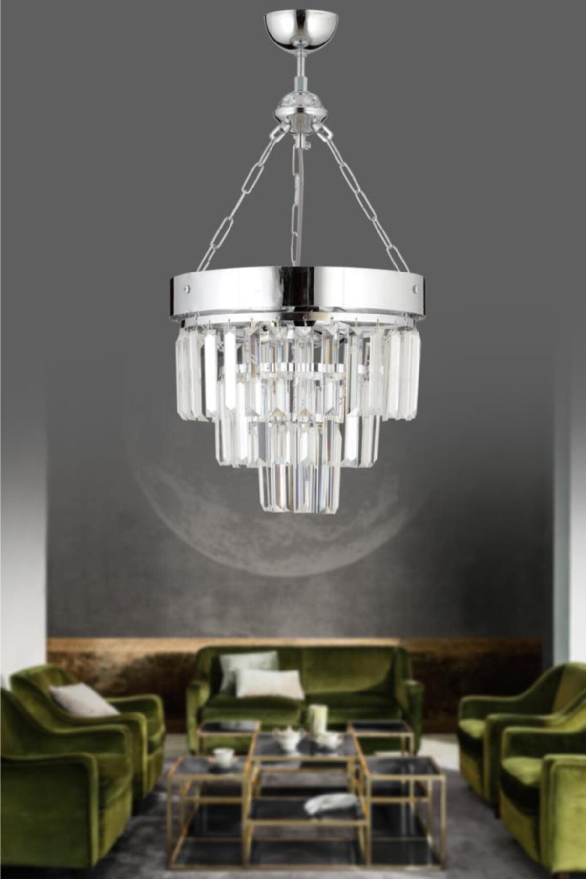 Linda 30' Silver Luxury Crystal Stone Chandelier