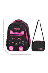 Licensed Quilted Cat Pattern Primary School Backpack And Lunch Box