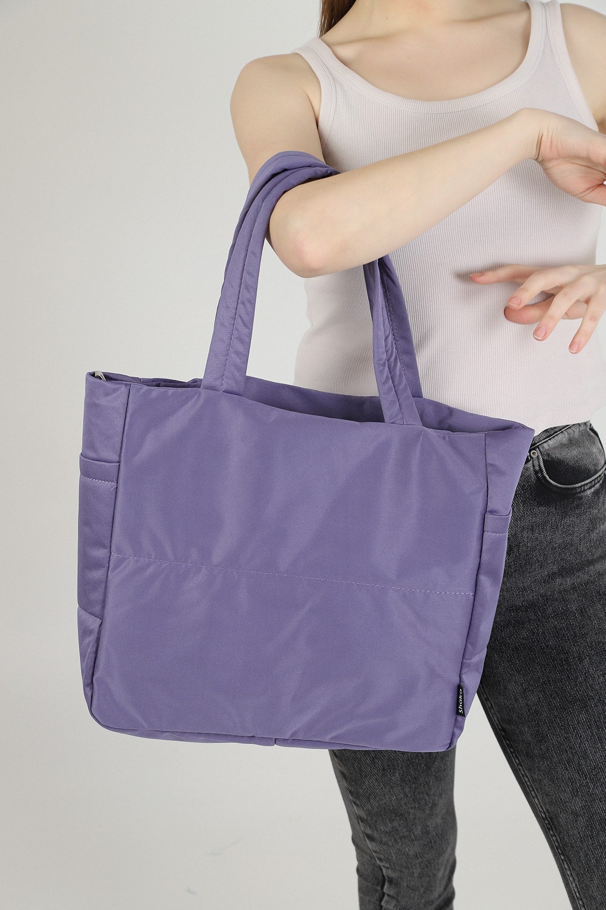 Lila U25 3-Compartment Side 2 Pocket Detailed Zipper Closure Canvas Women'S Arm And Shoulder Bag B:35 E:35 G: