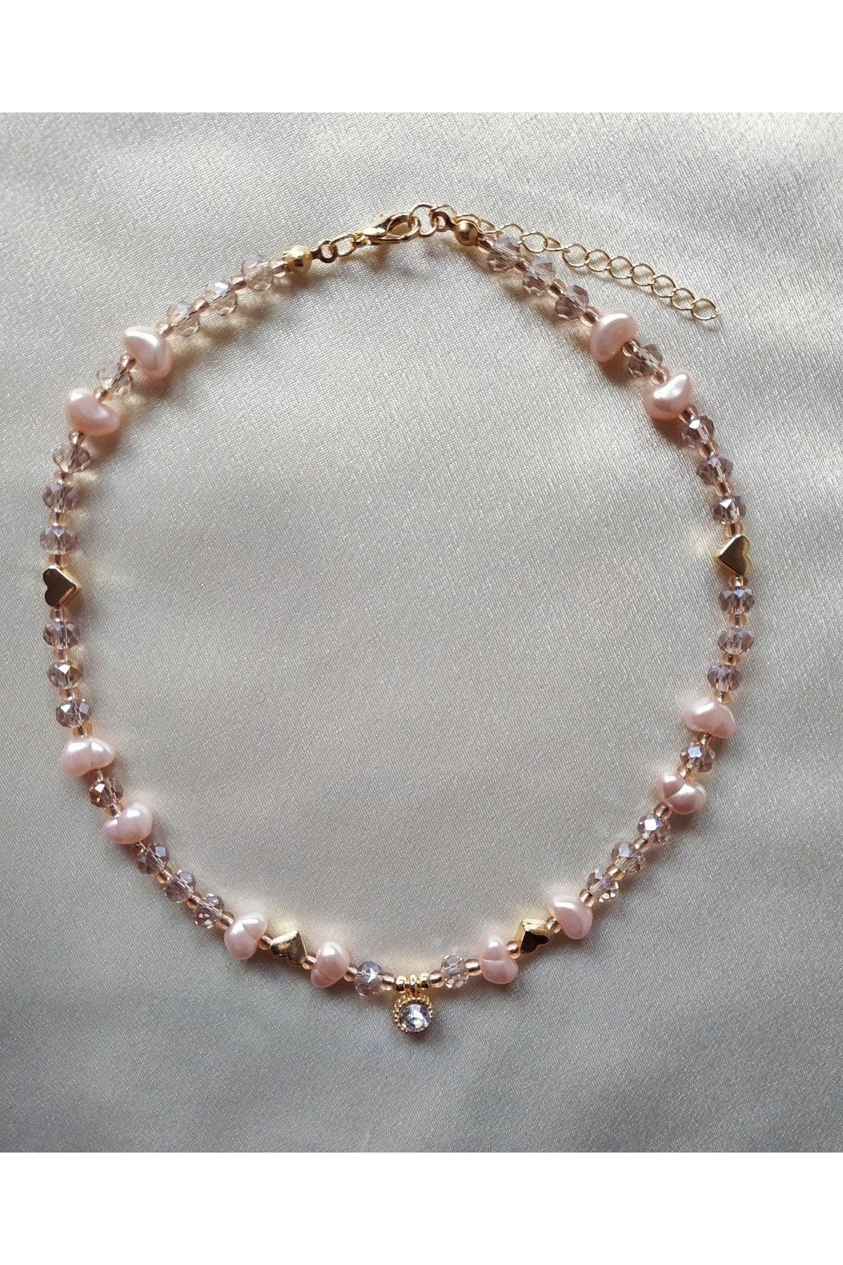 White Glitter Tip Baroque Pearl Heart Bead Necklace - Swordslife