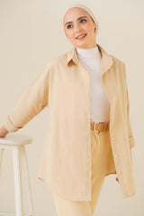 103901 Oversize Basic Hijab Shirt - Cream - Swordslife