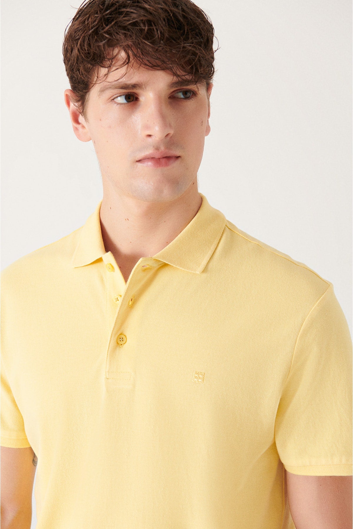 Men's Yellow 100% Cotton Breathable Standard Fit Normal Cut Polo Neck T-shirt E001004