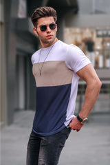 Men's Color Block White T-Shirt 5826