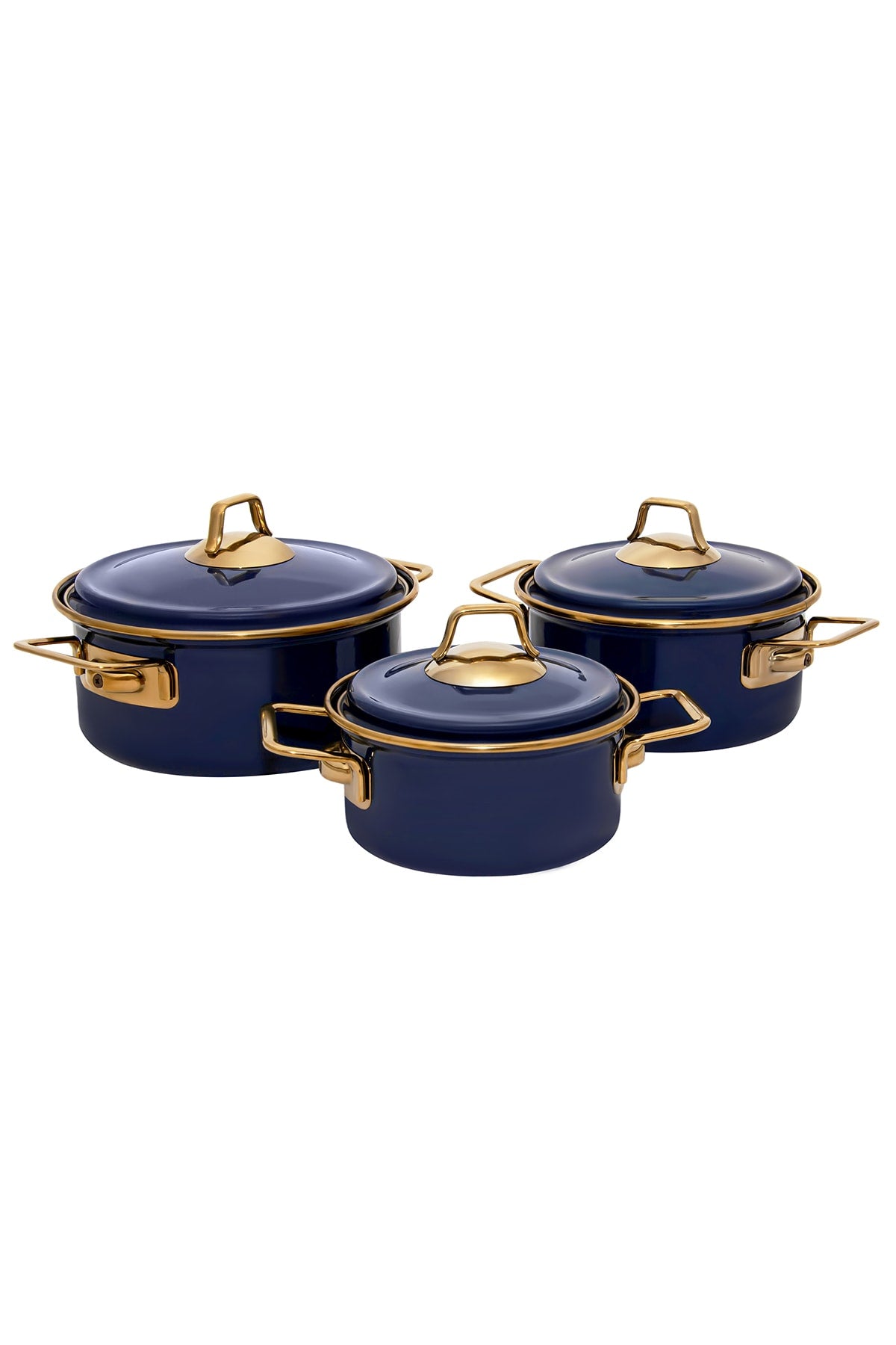 Piraye Enameled 6 Piece Cookware Set Navy Blue