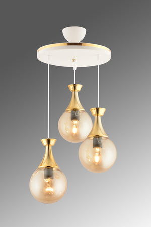 Minel 3-Piece Tray White To Gold Bal Glop Glass Living Room Chandelier