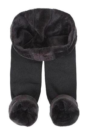 Women's Black Original Plush Winter Gathering Flexible Soft Thermal Leggings - Swordslife
