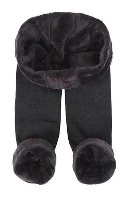 Women's Black Original Plush Winter Gathering Flexible Soft Thermal Leggings - Swordslife