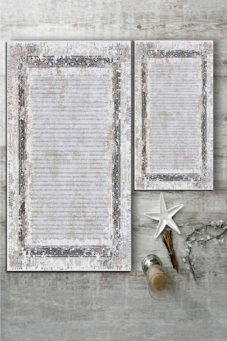 Striped Detail Antique 2 Carpet Set (60x100/40x60) - Esta1323 - Swordslife