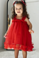 Red Princess Girl's Party Dress Birthday Dress - Red