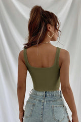 Women's Khaki Green Strap Crop Top Blouse - Swordslife