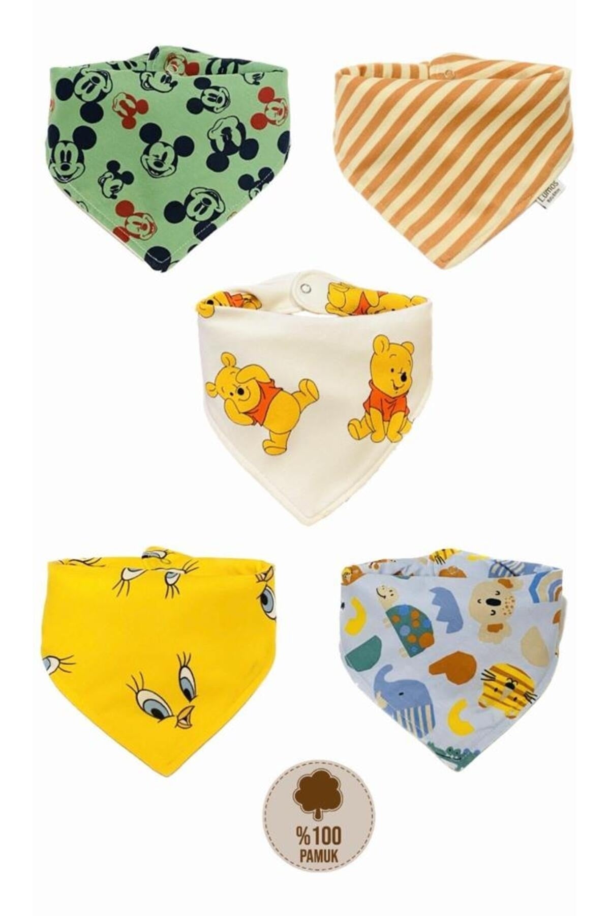 Unisex Baby Bio-Stoff Doppellagig Gemustertes Foulard-Lätzchen - Sabberlätzchen 10 Stück