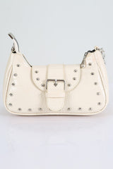 Bony Staple Crocodile Patterned Cream Handbag