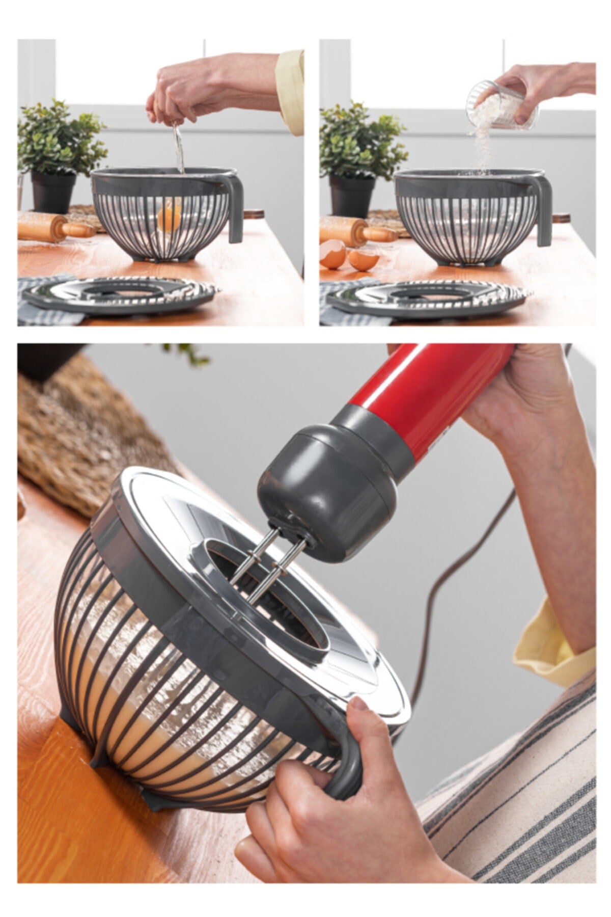 Linea Mixer Bowl With Lid 3 Liter Red