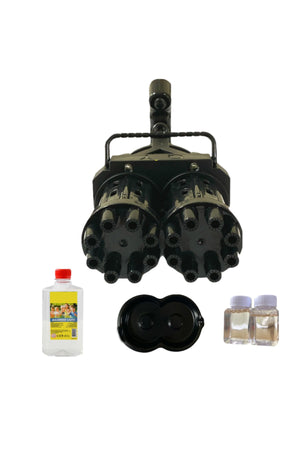 Double Headed 16 Channel Lighted Battery Toy Bubble Foam Machine Gun 500 Ml Liquid Gift