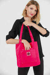 Fuchsia U22 3-Compartment Front 2 Pocket Detailed Canvas Fabric Daily Women's Arm and Shoulder Bag B:35 E:35