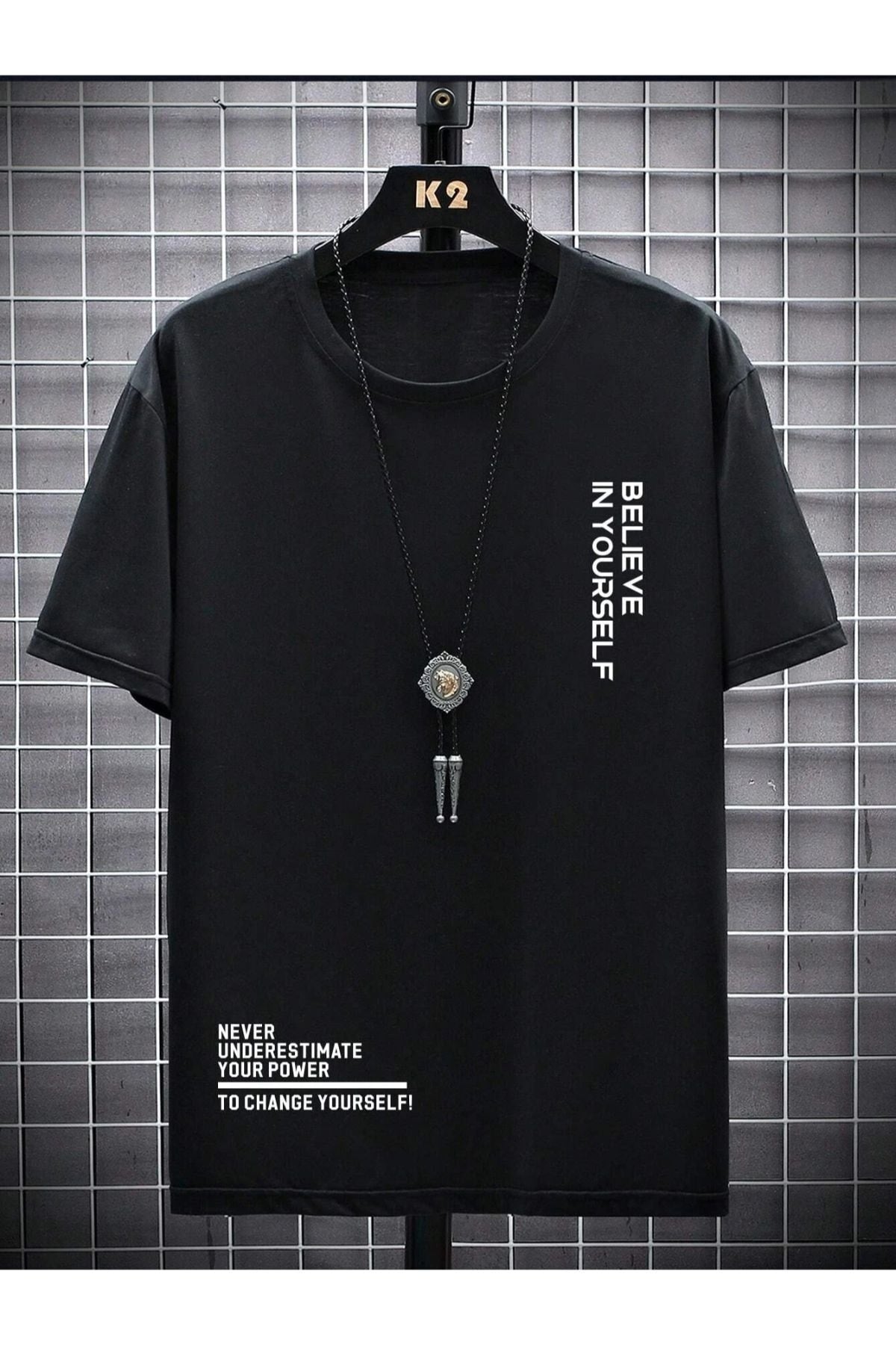 Men's Black Believe Printed Oversize T-shirt