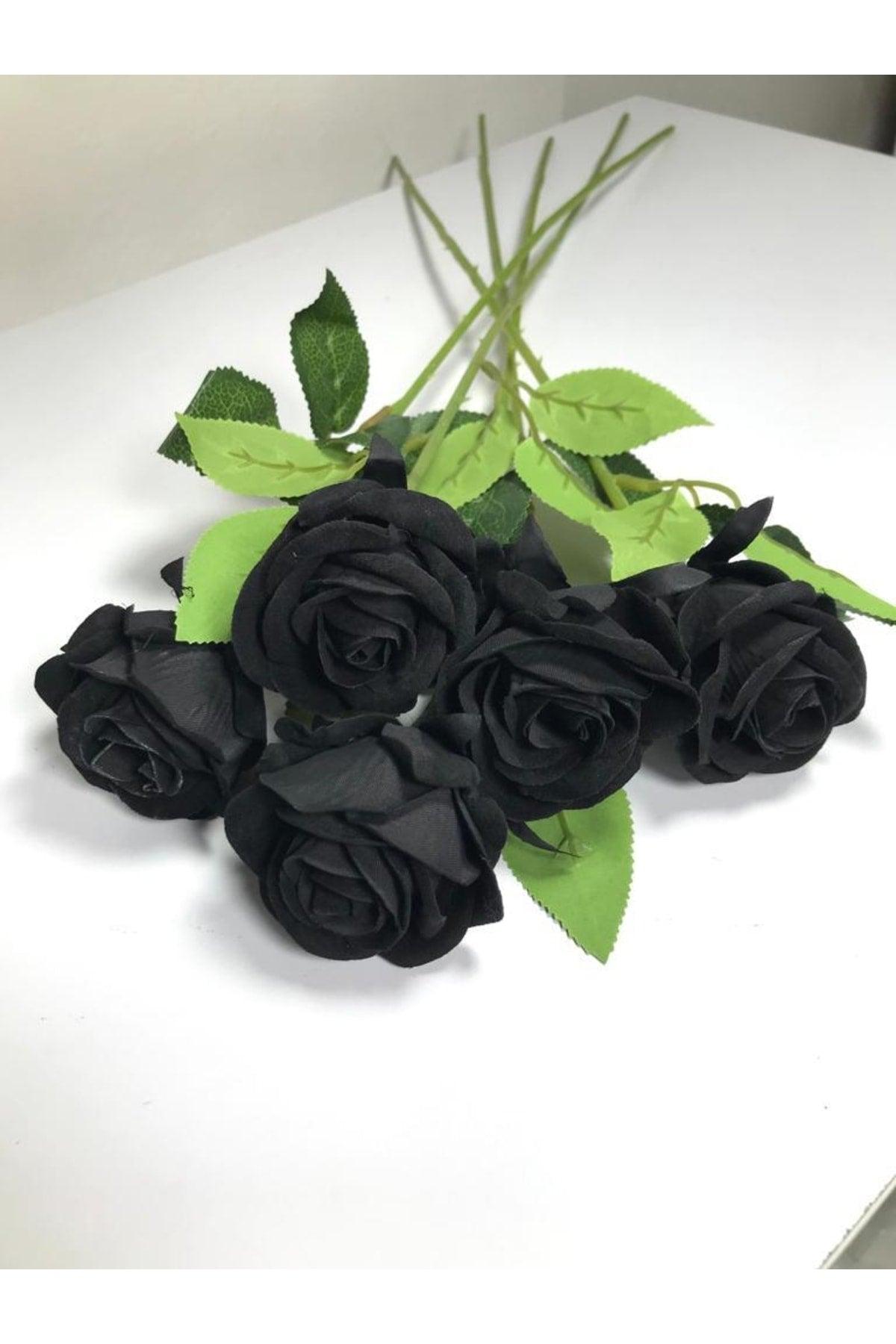 Special Black Artificial Rose 5 Pieces 50 Cm - Swordslife