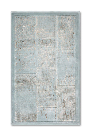 Datça Patchwork Natural Cotton 2 Piece Bathroom Rug Set 60x100 50x60 Cm Gray - Swordslife