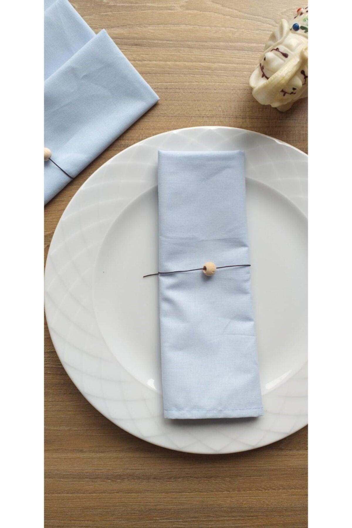 6 Pack Baby Blue Cotton Fabric Serving Napkin - Swordslife