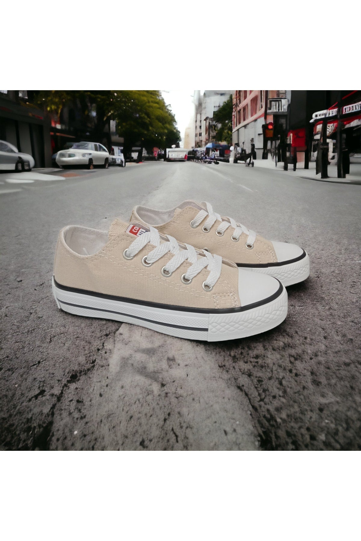 Cream Color Short Linen Convers Shoes