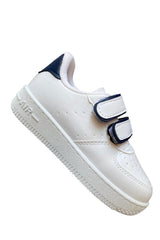 Unisex Boys Girls Velcro Sneakers Sneaker - White Navy Blue