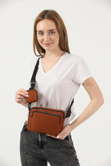 Tile U4 Canvas Women's Cross Shoulder Bag With 2 Compartments And Wallet With Adjustable Strap B:17 E:22 G:1