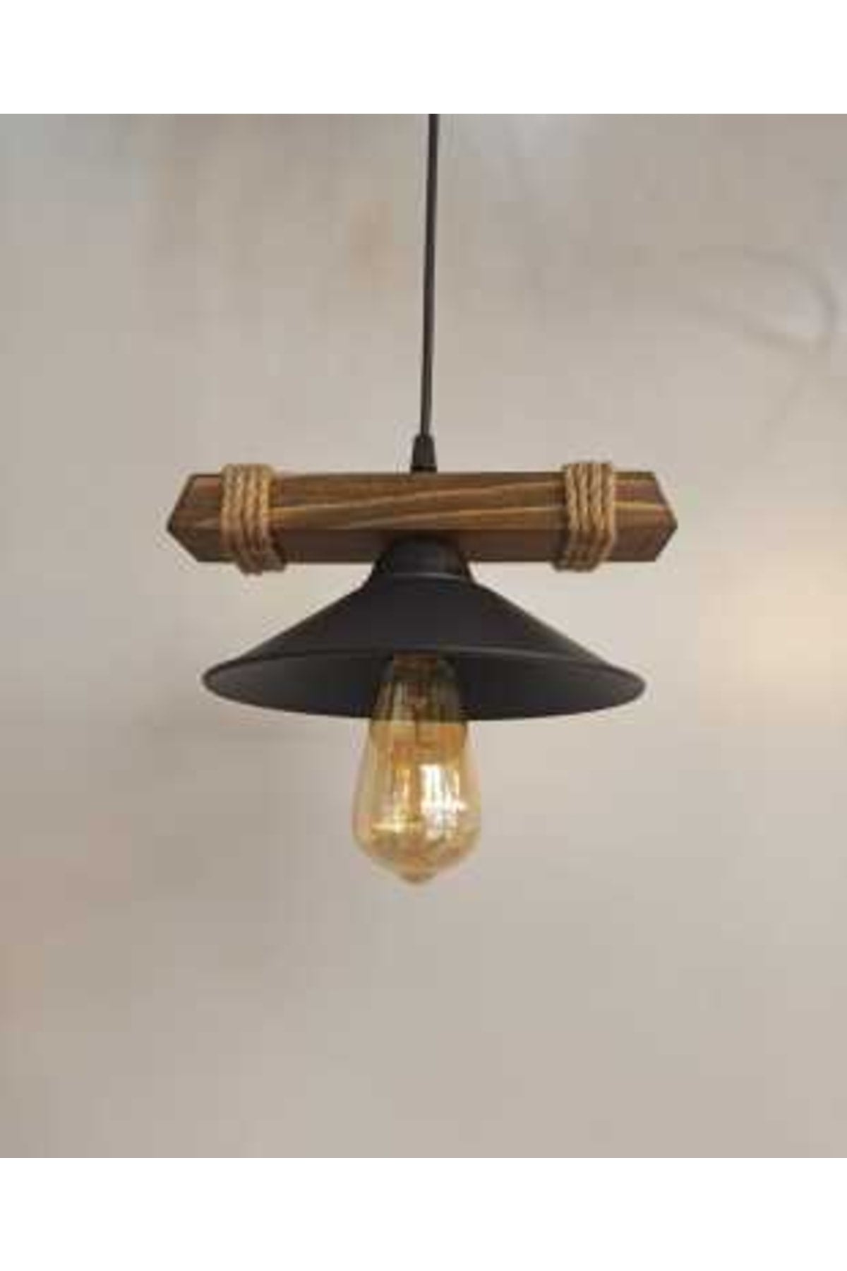 Nova Wooden Rustic Modern Rope Single Pendant Lamp Chandelier