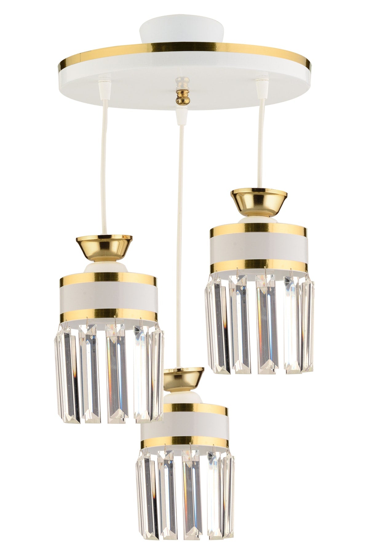 3-Piece Pendant Lamp Crystal Stone Tray White Yellow Gilded Modern Luxury Chandelier