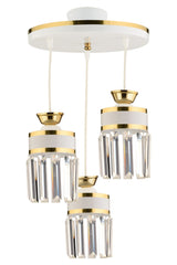 Eylül 3-Piece Pendant Lamp Crystal Stone Tray White Yellow Gilded Modern Luxury Chandelier