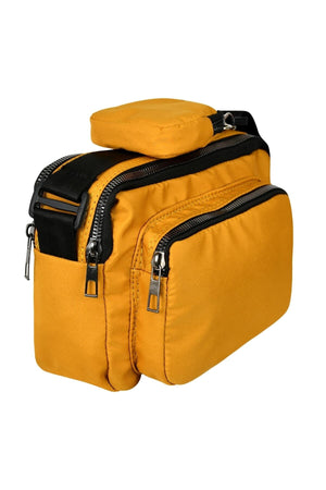 Mustard U4 Canvas Women'S Cross Shoulder Bag With 2 Compartments And Wallet With Adjustable Strap B:17 E:22 G:12