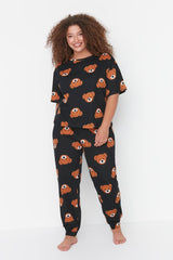 Anthracite Teddy Bear Pattern Knitted Pajamas Set TBBAW23AI00039 - Swordslife