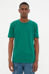 Green Men's Basic Slim Fit Crew Neck Short Sleeved T-Shirt TMNSS22TS0270