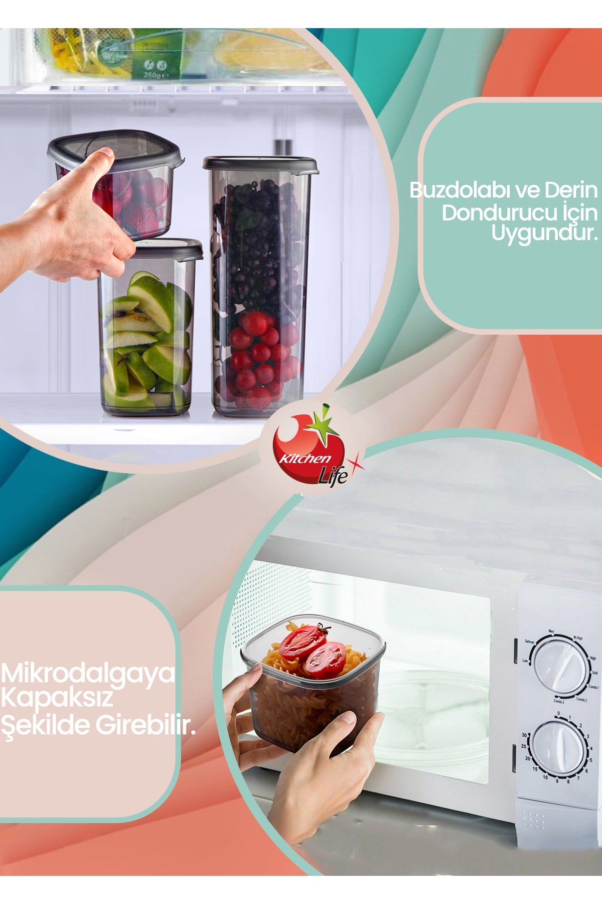 24-teiliges beschriftetes quadratisches Vorratsbehälter-Set für Lebensmittel X8 (550 ml – 1200 ml – 1750 ml) mit hartem Deckel