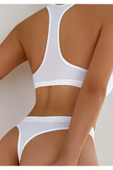 Women's White Camisole Fabric Underwear Set - Swordslife