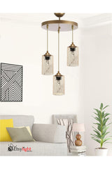 Dora Golden 3 Living Room Pendant Lamp Glass Chandelier