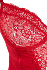 Red Lace Detailed Bustier-Panties Underwear Sets TBBSS23DG00000 - Swordslife