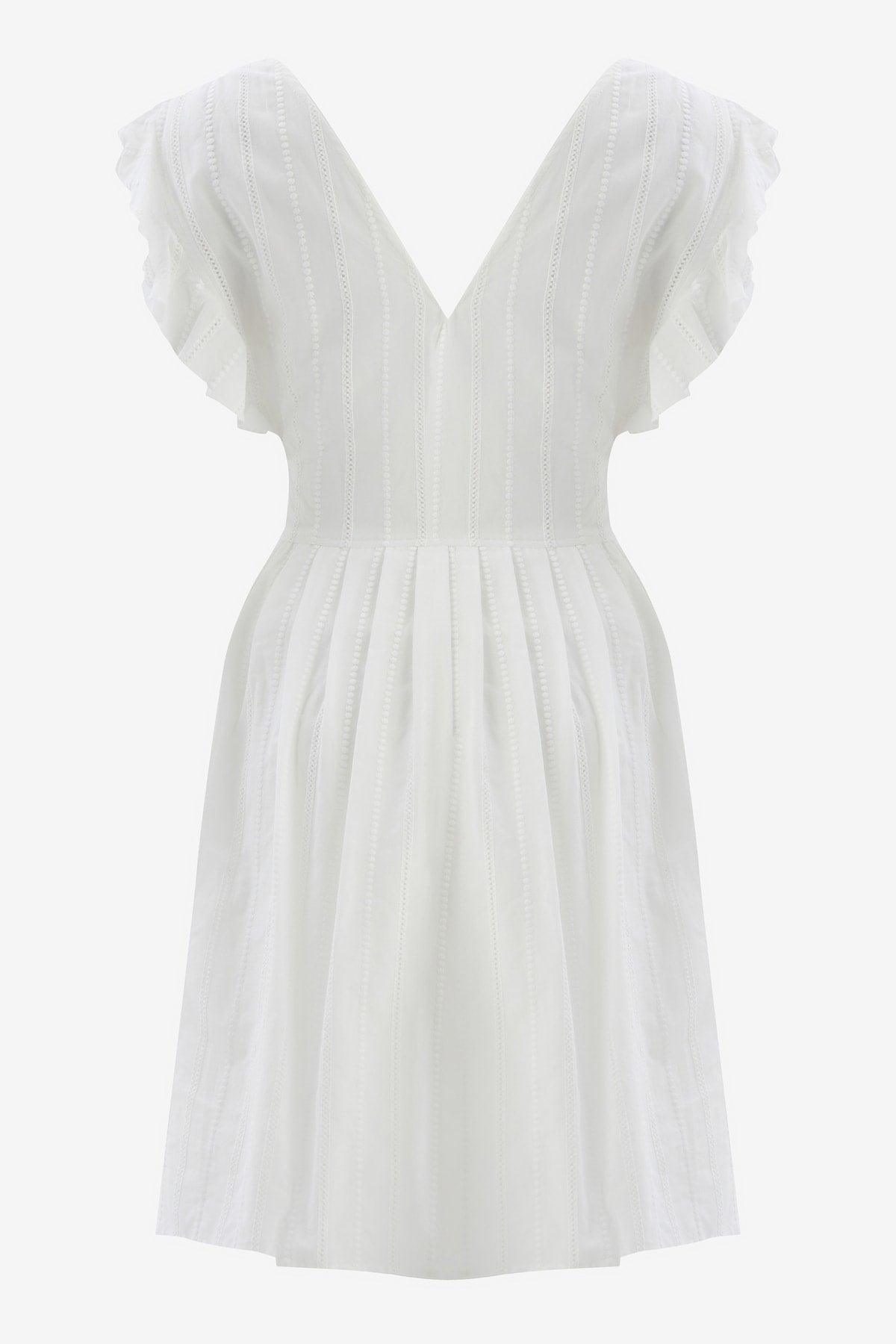 White Scalloped Sleeveless Midi Dress - Swordslife