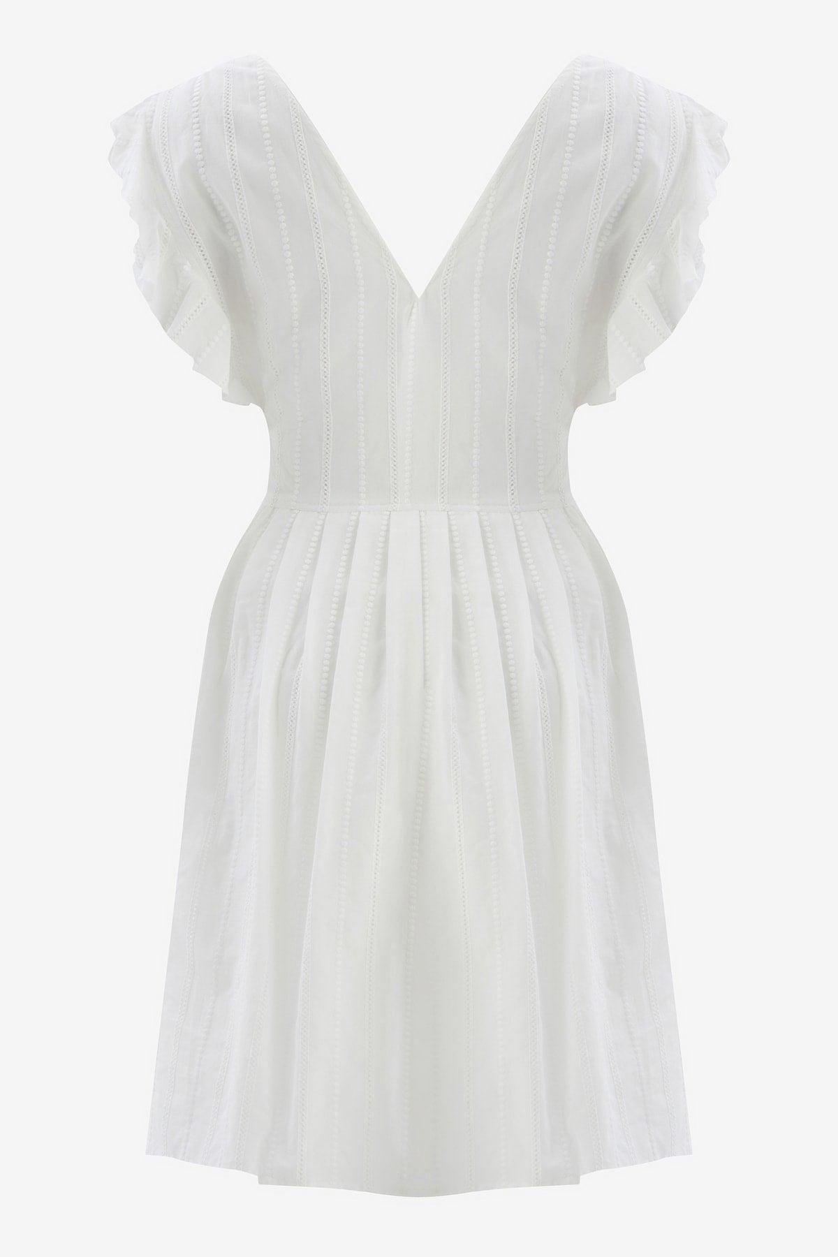 White Scalloped Sleeveless Midi Dress - Swordslife