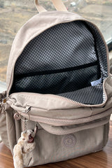 Milk Coffee Backpack Crinkle Fabric Custom Waterproof Clinker Laptop Travel Backpack